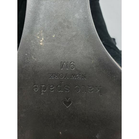 EUC Kate Spade New York Black Suede Wedge Ankle Boots Lace Up Booties Size 9M - Picture 8 of 8